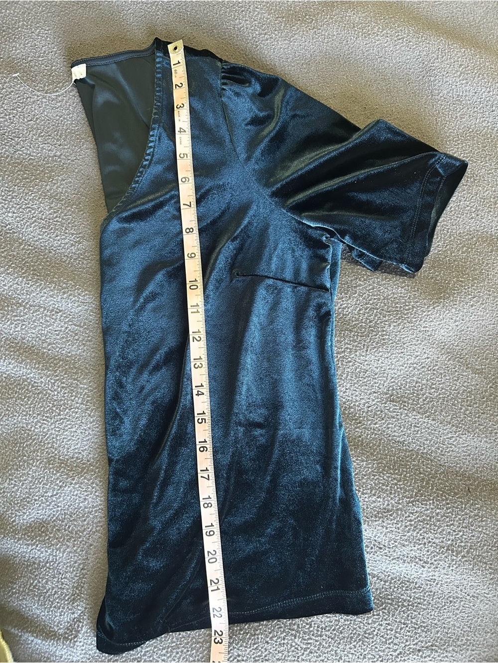 Velvet V-Neck Short Sleeve Top in Navy - Picture 5 of 7